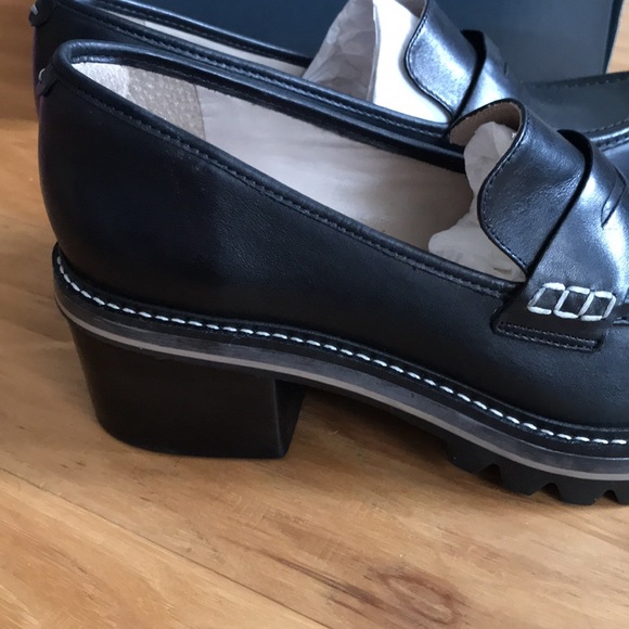 Anthropologie Bernardo Selma Heeled Loafers Black 10 - Picture 5 of 8